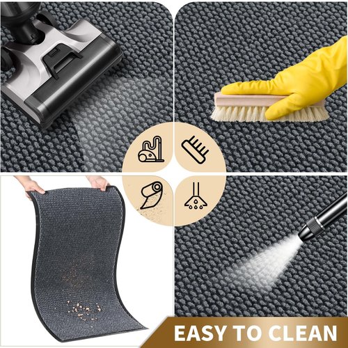 Yimobra Front Door Mat Outside Entrance, All-Season Waterproof Welcome Matt Outdoor Indoor, All-Weather Non-Slip Doormat, Low Profile, Easy Clean Patio Porch Entryway Mat, 29.5x17, Grey