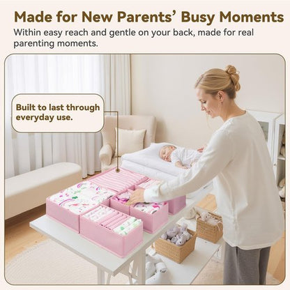 Granny Says Drawer Organizer Bins - 12 Pack Dresser Storage Dividers for Nursery & Closet - Pink