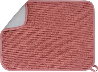 GeeRic Microfiber Dish Drying Mat - Super Absorbent & Reversible Kitchen Pad | 15x20 Inch Red