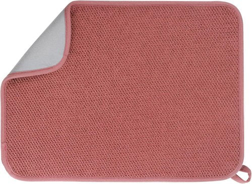 GeeRic Microfiber Dish Drying Mat - Super Absorbent & Reversible Kitchen Pad | 15x20 Inch Red