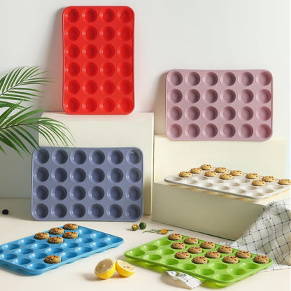 Skiennix Mini Muffin Pan Set - 2 Pack Silicone Molds with Metal Reinforced Frame | Non-Stick, Oven Safe