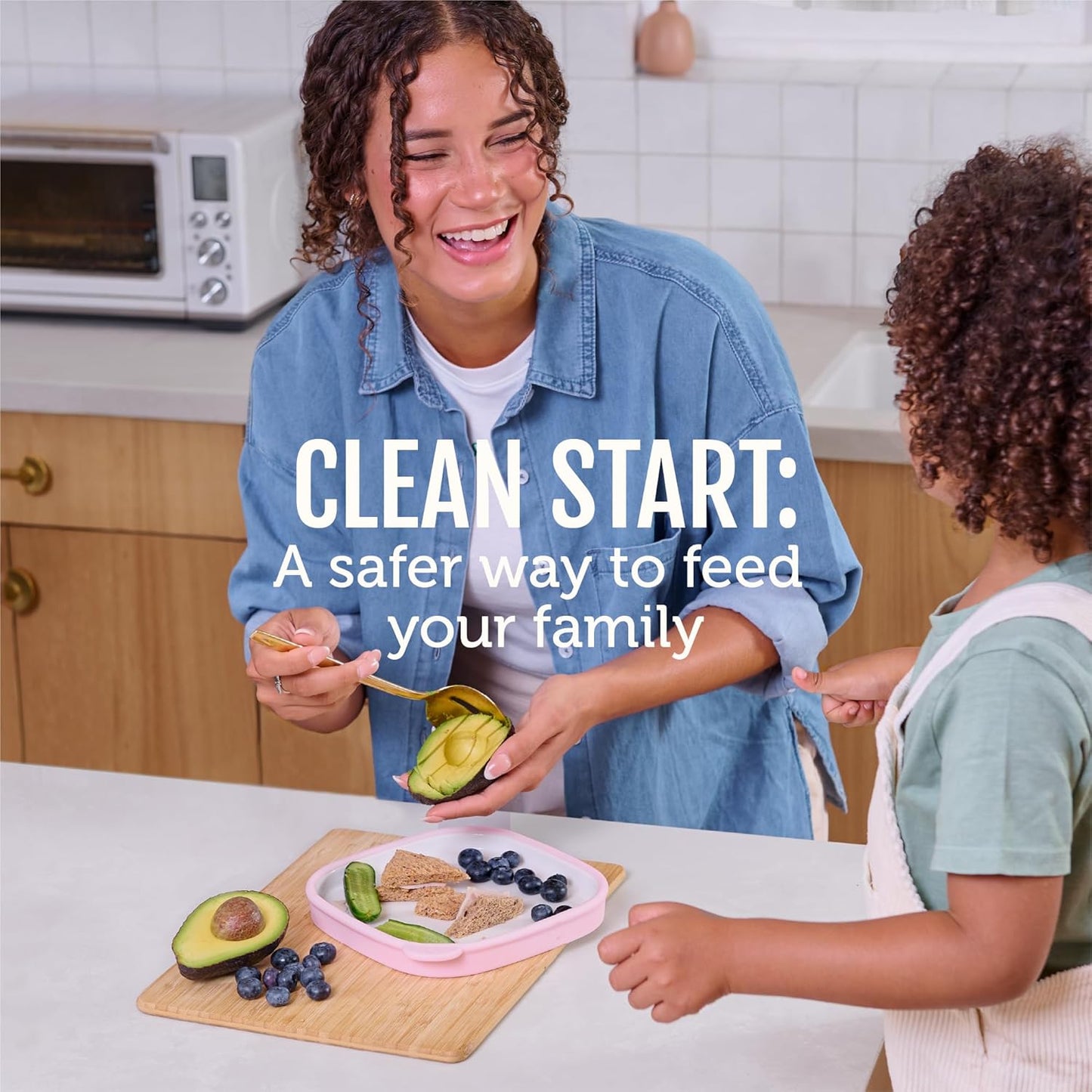 Ello Clean Start Toddler Plates - BPA-Free Ceramic with Silicone Sleeve | 2 Pack in Dewdrop & Grayed Jade