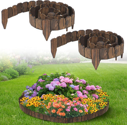 Sturdy Wood Garden Edging by [Brand Name] - 9.6ft Landscape Border, Anti-Corrosive & Low-Profile Design for Flower Beds & Paths