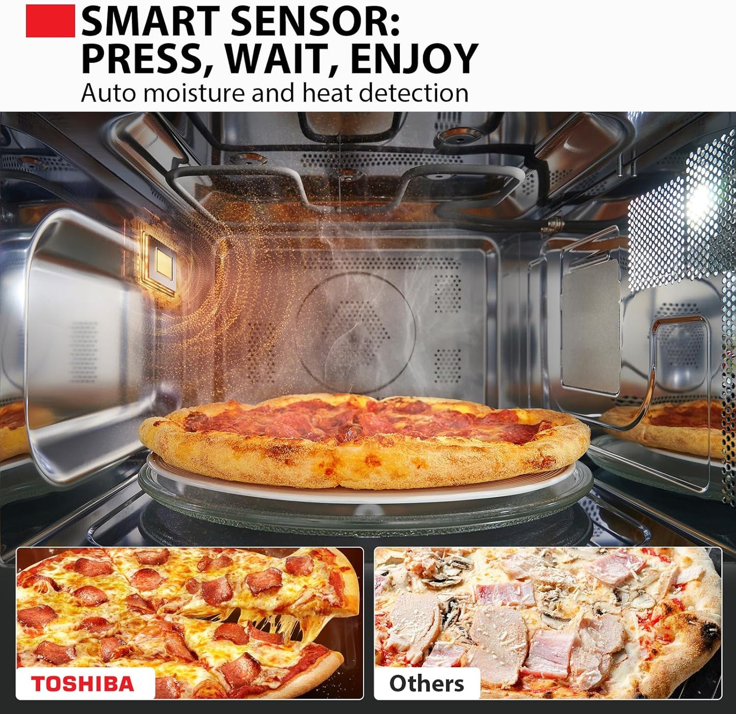 Toshiba Air Fryer Combo - 4-in-1 Countertop Microwave Oven with Smart Sensor & Convection | 1.5 Cu Ft, Black