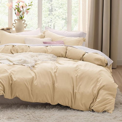 Bedsure Alabaster Gleam Duvet Cover Set - Extra Soft Full Size Bedding, 3 Pieces with Zipper Closure, 80x90 Inches