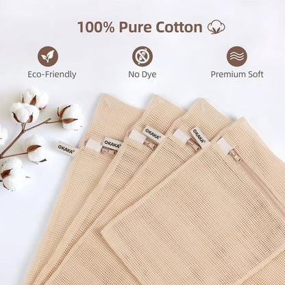 100% Cotton Mesh Laundry Bags by [Brand Name] - Premium Soft & Dye-Free | Set of 4 in Natural