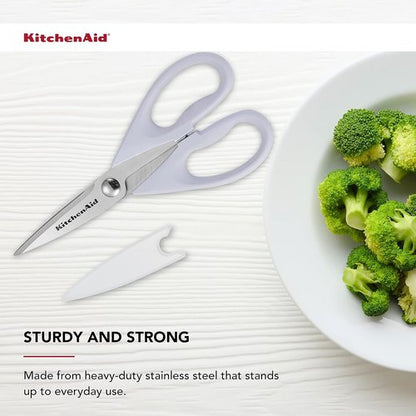 KitchenAid All-Purpose Kitchen Shears - Durable Stainless Steel Scissors with Soft Grip Handle | 8.72 Inch, Lavender Cream (Pack of 2)
