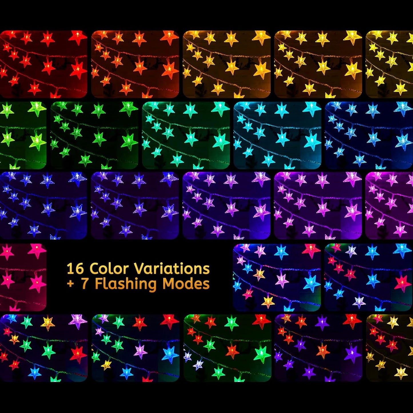 Minetom Star String Lights - 50 LED Color Changing Fairy Lights with Remote & Timer | 17 ft for Bedroom & Patio