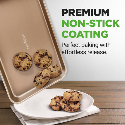 NutriChef Nonstick Baking Sheets - Durable 2-Piece Cookie Sheet Set | Easy to Clean, Oven Safe to 450°F