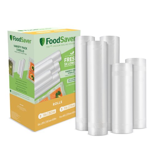 FOODSAVER 2116382 Preserve & Marinate Vacuum -Containers,1-3 cup and 1-10 cup, Clear (Count-2) & Vacuum Sealer Bags, Rolls for Custom Fit Airtight Food Storage and Sous Vide