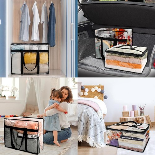 Clear Blanket Storage Bags by 6Pack - Durable Vinyl Organizers with Reinforced Handles | 40L for Bedding & Clothing