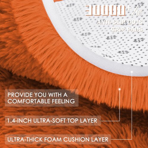 OLANLY Orange Round Rugs for Bedroom - Machine Washable, 5 ft Circle Area Rugs for Living Room, Soft and Fluffy Shaggy Carpet for Teen Girl and Boys, Nursery Rooms, Dorms, Home Decor Aesthetic