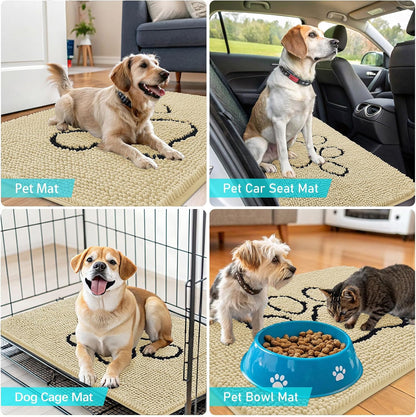 OLANLY Dog Door Mat - Absorbent Non-Slip Mud Mat for Indoor Use | Paw Print Design 36x24