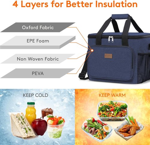 Lifewit Insulated Lunch Bag - Large Soft Cooler Tote for Adults | Dark Blue, 40-Can Capacity (24L)