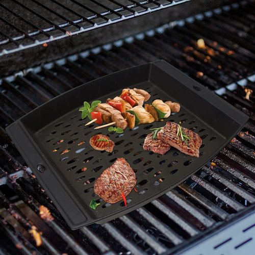 Cast Iron Grill Basket by [Brand Name] - 15"x12" Outdoor BBQ Pan for Fish & Veggies | Fits Most Grills