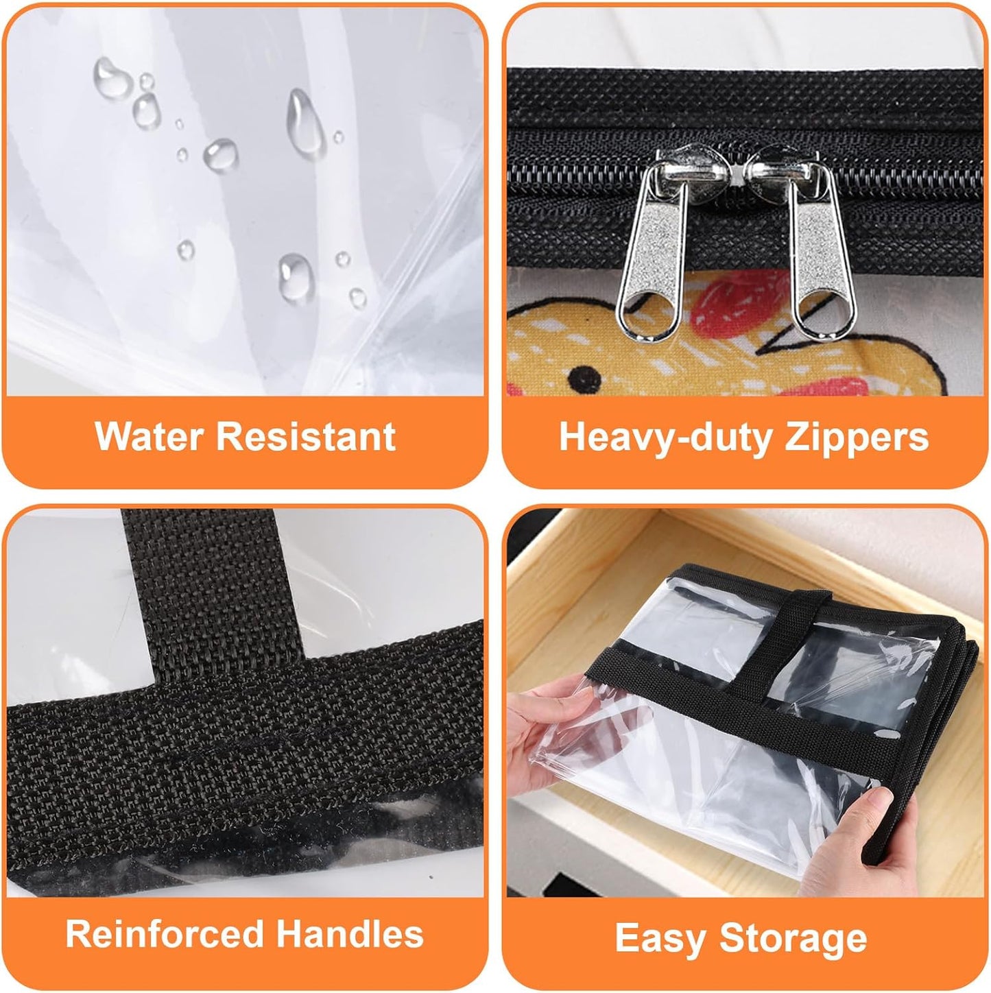 SpaceTrove Clear Storage Bags - Heavy-Duty Under Bed Organizers | 4 Pack for Comforters, Bedding & Toys, 40L