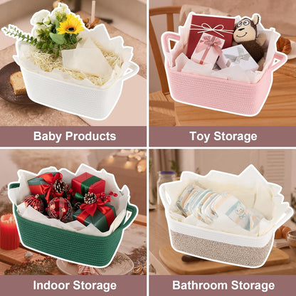 OIASKET Woven Storage Basket - Perfect Gift Organizer with Handles | Includes Gift Bag & Tissue Paper, 13.6" x 10" x 5.9”