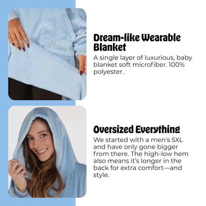 THE COMFY Dream | Lightweight Microfiber Fleece Wearable Blanket, Oversized Design with Hood from Shark Tank, Soft Oversized Pocket Blanket, Warm and Cozy Gifts