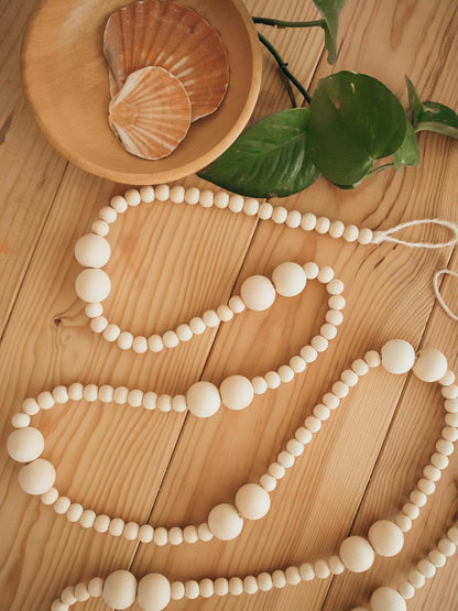 Skiennix 7ft Wooden Bead Garland - Rustic Holiday Decor for Christmas Tree | Natural Wood 2-Ball Design