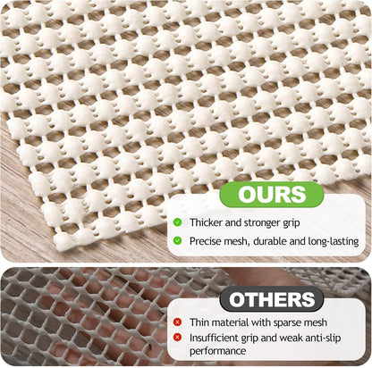 Songrey Non-Slip Rug Pad - Extra Thick 8x10 FT Carpet Pad for Hard Surfaces | Prevents Sliding & Protects Floors