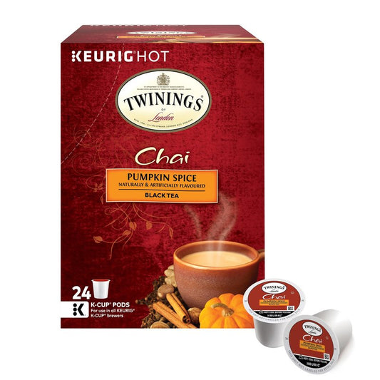 Twinings Pumpkin Spice Chai Black Tea K-Cup Pods for Keurig, 24 Count (Pack of 1), Warm, Spicy & Aromatic, Unsweetened, Caffeinated, Enjoy Hot or Iced