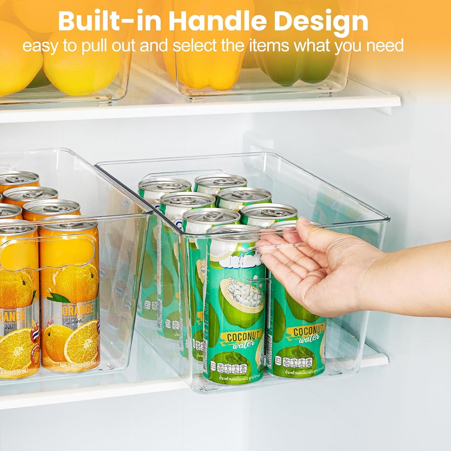 YIHONG Clear Pantry Organizer Bins - 6 Pack Plastic Storage Containers with Handles for Kitchen & Bathroom