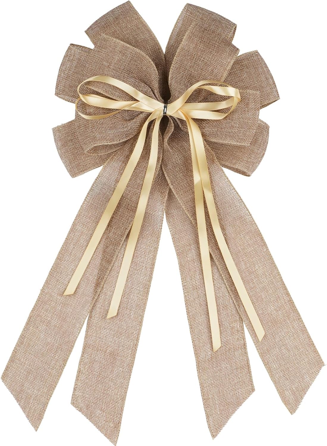 YKW Large Brown Burlap Bow - Rustic 20x11 Inch Wreath Decor for Fall & Wedding Ornaments