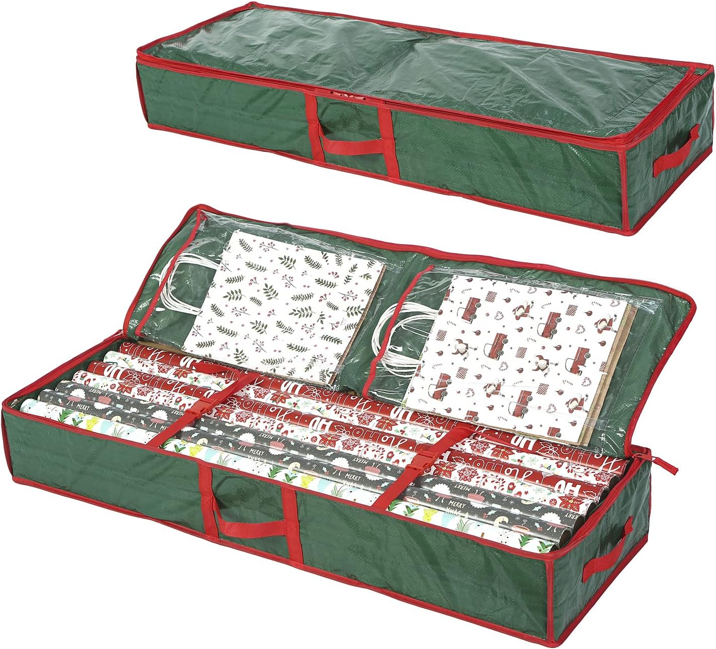 Sattiyrch Gift Wrap Organizer - Underbed Storage for Up to 20 Rolls | 41"W x 14"D x 5.5"H (Green)