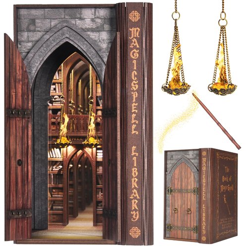 Dolphin Island DIY Book Nook Kit for Adults, Infinite Magicspell Library Booknook