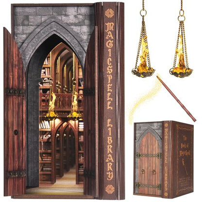 Dolphin Island DIY Book Nook Kit for Adults, Infinite Magicspell Library Booknook