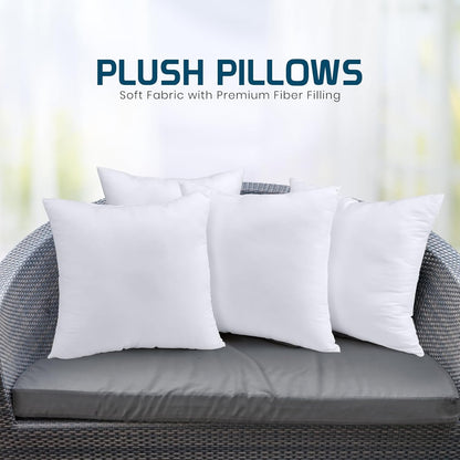 Utopia Bedding Throw Pillows - Fluffy Down Alternative Set of 4 | 14 x 14 Inches, White for Indoor & Outdoor Use