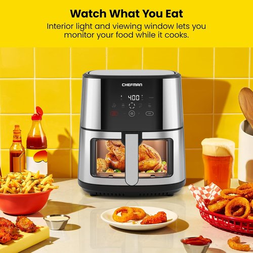 CHEFMAN Easy-View Air Fryer - 8 Qt Family Size with One-Touch Digital Control & Viewing Window