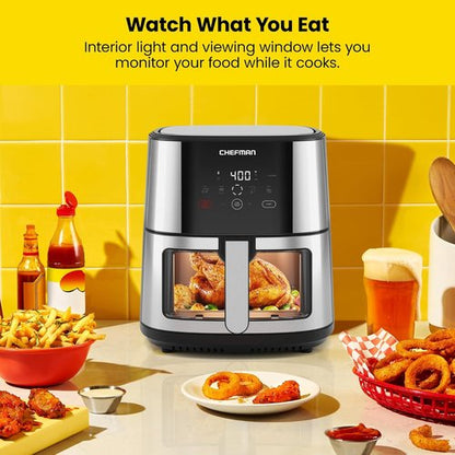 CHEFMAN Easy-View Air Fryer - 8 Qt Family Size with One-Touch Digital Control & Viewing Window