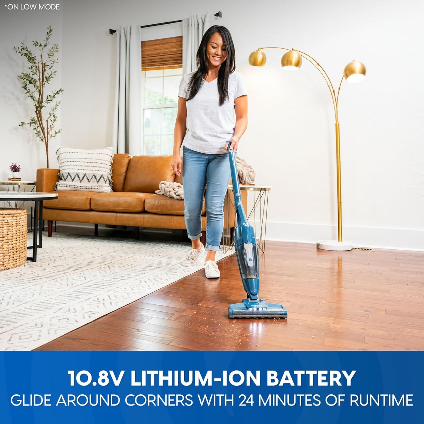 Vacmaster Portable Cordless 2-in-1 Vacuum Cleaner - Lightweight, 2-Speed Power Control, LED Headlight | Ideal for Hardwood Floors, Carpets & Pet Hair - Blue