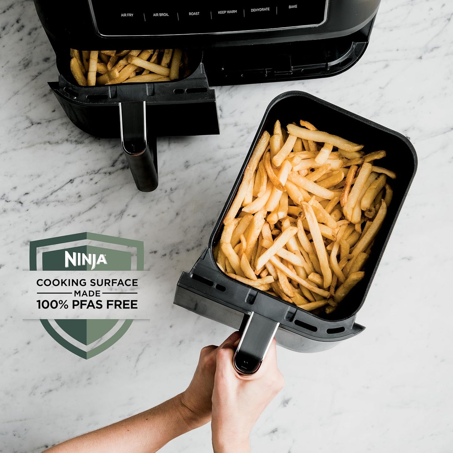 Ninja Foodi Air Fryer - 6-in-1 10-QT DualZone Baskets | Smart Finish for Cooking Two Foods | XL Capacity | Black | DZ302