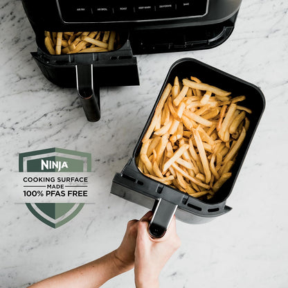 Ninja Foodi Air Fryer - 6-in-1 10-QT DualZone Baskets | Smart Finish for Cooking Two Foods | XL Capacity | Black | DZ302