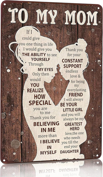 To My Mom Sign - Heartfelt 'I Love You' Gift | Home Decor for Kitchen, Bedroom, Office - 12" x 8"