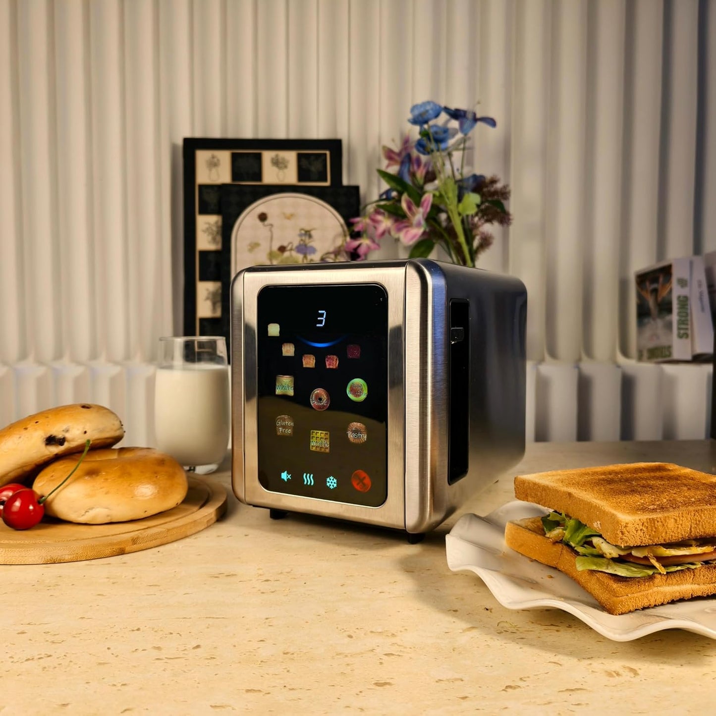 WHALL Touch Screen Toaster - 2 Slice Stainless Steel with Digital Timer & 6 Shade Settings | Extra Wide Slot, Silver