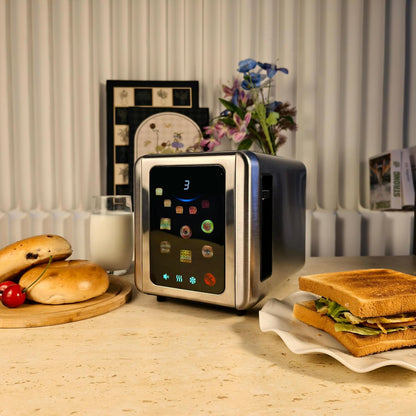 WHALL Touch Screen Toaster - 2 Slice Stainless Steel with Digital Timer & 6 Shade Settings | Extra Wide Slot, Silver