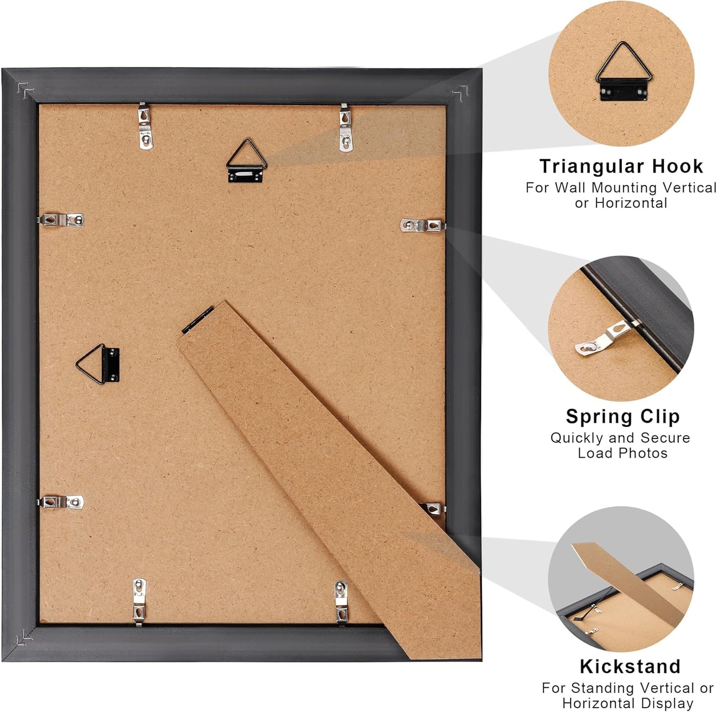 Upsimples 8x10 Picture Frame Bundle - 5 Black Frames with 11x14 Mahogany Diploma Frame