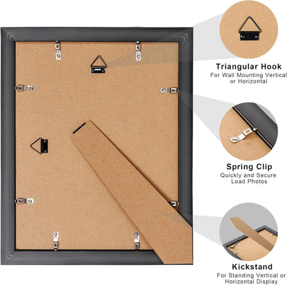 Upsimples 8x10 Picture Frame Bundle - 5 Black Frames with 11x14 Mahogany Diploma Frame