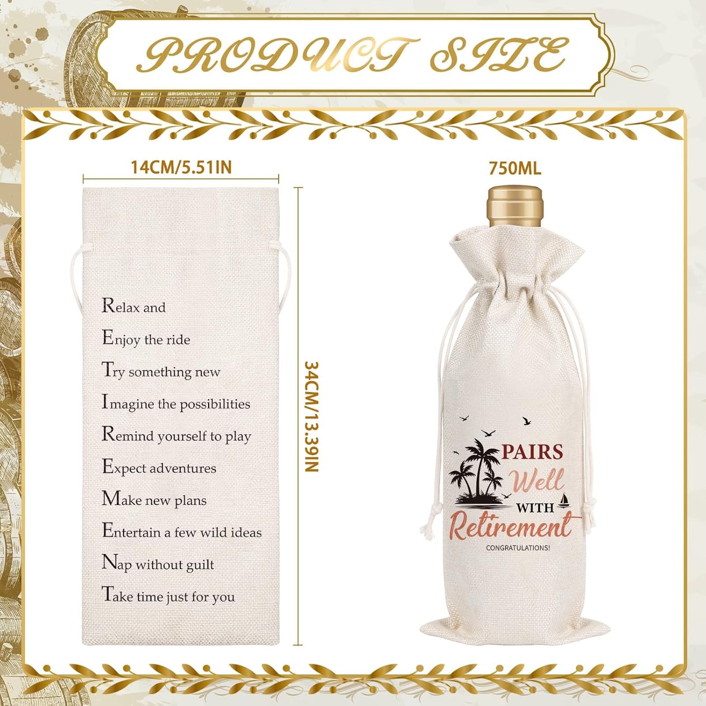 Wxiben Retirement Wine Gift Bag - Retired Gifts for Women Men Pairs Well With Retirement Wine Bottle Bags Farewell Leaving Gift for Retired Teacher Employees Friend Coworkers Boss Nurse Doctor