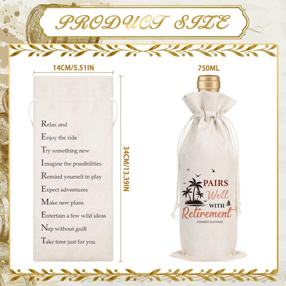 Wxiben Retirement Wine Gift Bag - Retired Gifts for Women Men Pairs Well With Retirement Wine Bottle Bags Farewell Leaving Gift for Retired Teacher Employees Friend Coworkers Boss Nurse Doctor