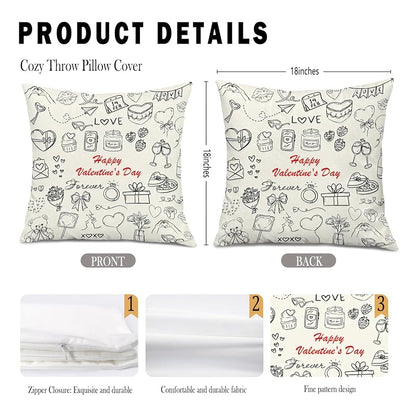 Valentine 18x18 Pillow Cover - Flannelette Heart XOXO Decorative Throw Pillow Case, Color 05