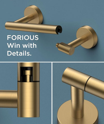 FORIOUS Toilet Paper Holder - Rustproof Stainless Steel Double Post Design | Brushed Gold & Matte Black Finish
