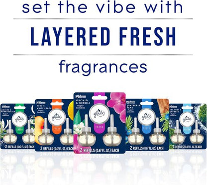 Glade PlugIns Refills Air Freshener - Orchid & Neroli Scented Essential Oils | 3.35 Fl Oz, 5 Count