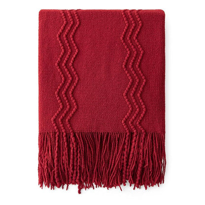 Variation of THIS listing: MIULEE Burgundy 60" x 80" Knitted Boho Throw Blanket for Couch