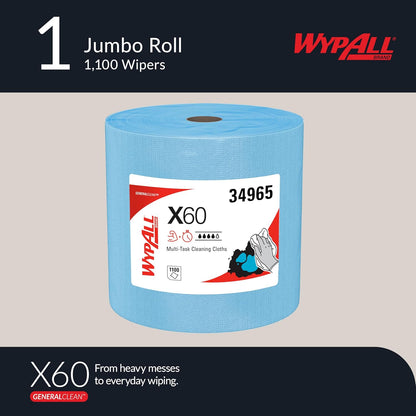 WypAll GeneralClean Jumbo Cleaning Wipes - Strong, Absorbent Cloths | Blue, 1 Roll of 1,100 Sheets