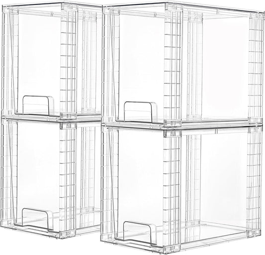 Vtopmart Clear Stackable Storage Drawers - 4 Pack Plastic Organizers for Skincare & Bathroom Supplies | 9.7" High