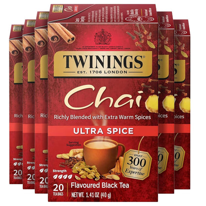 Twinings Ultra Spice Chai Tea Bags - Sweet & Savory Caffeinated Blend | 120 Individually Wrapped Bags